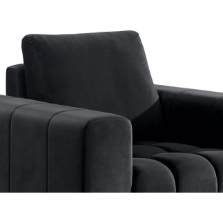 Fauteuil 1 place en tissu velours catégorie luxe, gris foncé, LAZINO