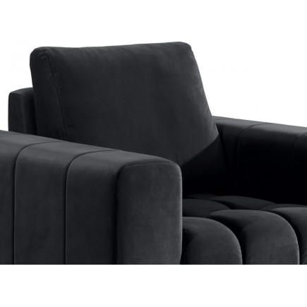 Fauteuil 1 place en tissu velours catégorie luxe, gris foncé, LAZINO