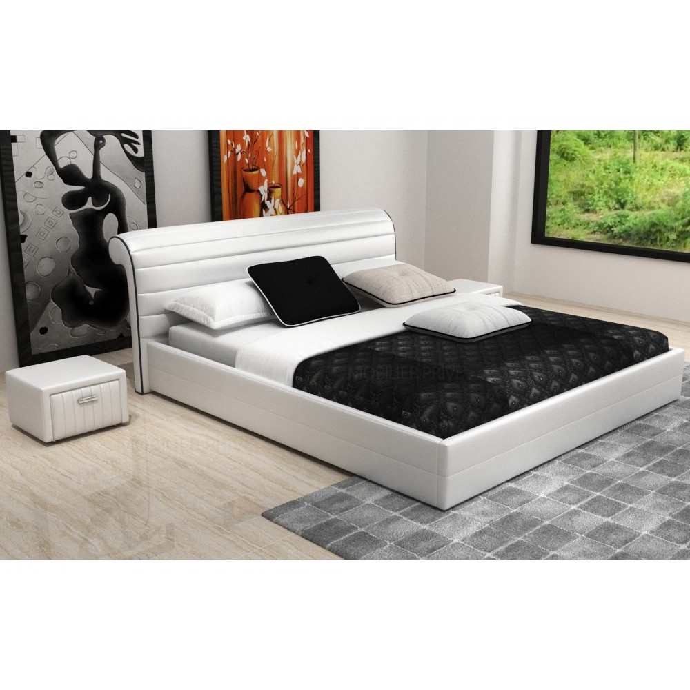 Lit design en cuir italien de luxe SPIRIT, blanc, 180x200 Lit design en cuir italien de luxe SPIRIT, blanc, 180x200