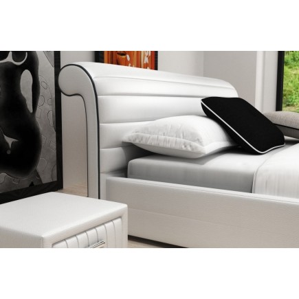 Lit design en cuir italien de luxe SPIRIT, blanc, 180x200