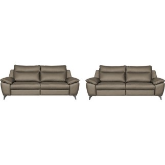 Ensemble de 2 canapés 2 places en 100% tout cuir épais de luxe italien, PERLA, taupe, en 6x sans frais, total de la commande: 25