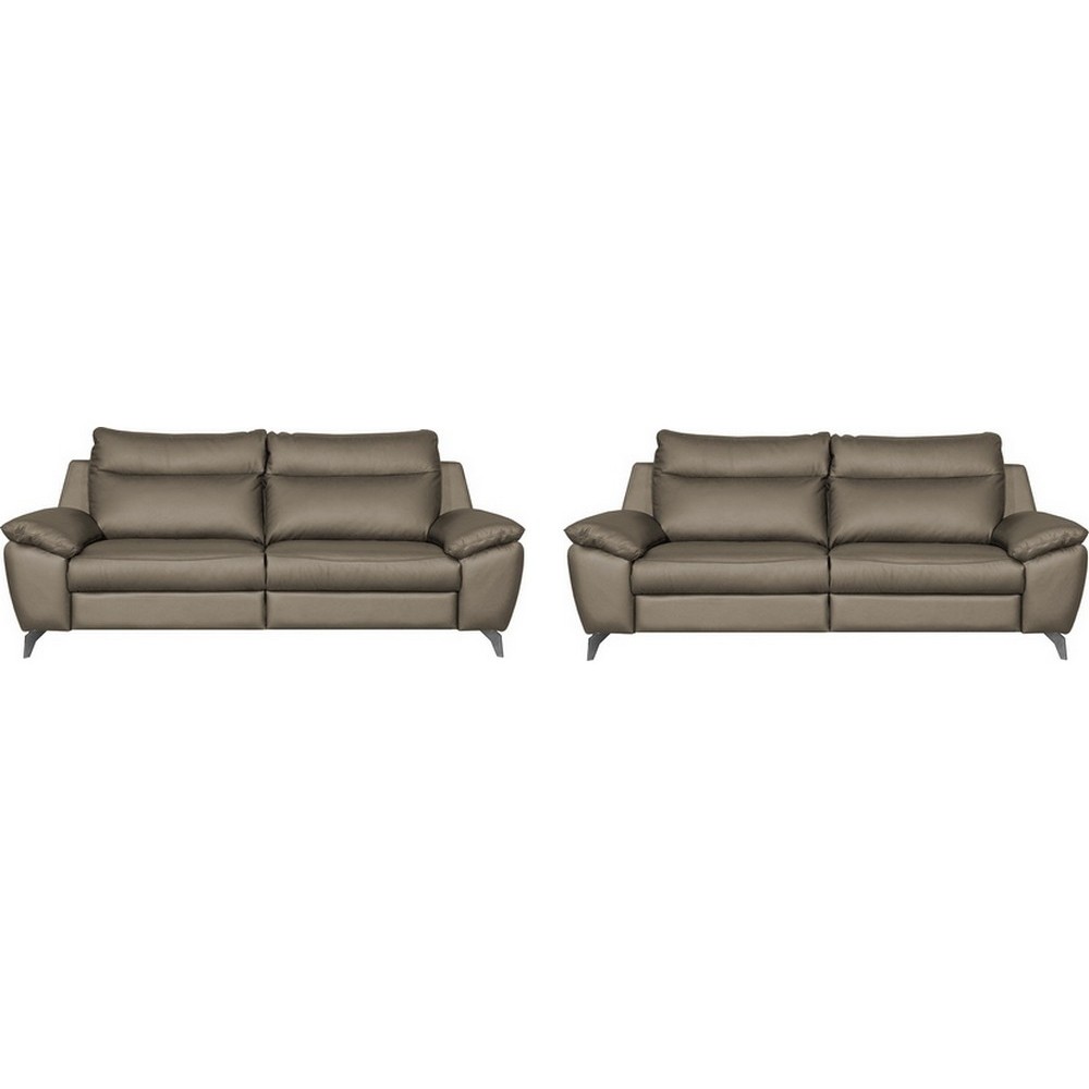 Ensemble de 2 canapés 2 places en 100% tout cuir épais de luxe italien, PERLA, taupe, en 6x sans frais, total de la commande: 25 Ensemble de 2 canapés 2 places en 100% tout cuir épais de luxe italien, PERLA, taupe, en 6x sans frais, total de la commande: 25