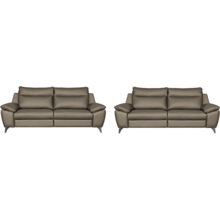 Ensemble de 2 canapés 2 places en 100% tout cuir épais de luxe italien, PERLA, taupe, en 6x sans frais, total de la commande: 25