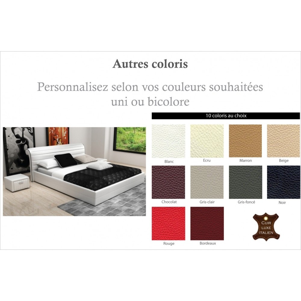 Lit design en cuir italien de luxe SPIRIT, personnalisé, 180x200