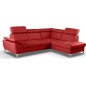Canapé d'angle convertible en cuir italien de luxe 5 places MILOS, avec coffre, rouge foncé, angle droit Canapé d'angle convertible en cuir italien de luxe 5 places MILOS, avec coffre, rouge foncé, angle droit