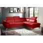 Canapé d'angle convertible en cuir italien de luxe 5 places MILOS, avec coffre, rouge foncé, angle droit Canapé d'angle convertible en cuir italien de luxe 5 places MILOS, avec coffre, rouge foncé, angle droit