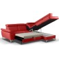 Canapé d'angle convertible en cuir italien de luxe 5 places MILOS, avec coffre, rouge foncé, angle droit Canapé d'angle convertible en cuir italien de luxe 5 places MILOS, avec coffre, rouge foncé, angle droit