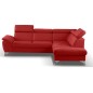 Canapé d'angle convertible en cuir italien de luxe 5 places MILOS, avec coffre, rouge foncé, angle droit Canapé d'angle convertible en cuir italien de luxe 5 places MILOS, avec coffre, rouge foncé, angle droit