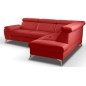 Canapé d'angle convertible en cuir italien de luxe 5 places MILOS, avec coffre, rouge foncé, angle droit Canapé d'angle convertible en cuir italien de luxe 5 places MILOS, avec coffre, rouge foncé, angle droit