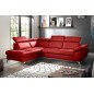 - Canapé d'angle convertible en cuir italien de luxe 5 places MILOS, avec coffre, rouge foncé, angle gauche (vu de face) - Canapé d'angle convertible en cuir italien de luxe 5 places MILOS, avec coffre, rouge foncé, angle gauche (vu de face)