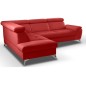 - Canapé d'angle convertible en cuir italien de luxe 5 places MILOS, avec coffre, rouge foncé, angle gauche (vu de face) - Canapé d'angle convertible en cuir italien de luxe 5 places MILOS, avec coffre, rouge foncé, angle gauche (vu de face)