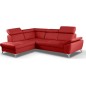 - Canapé d'angle convertible en cuir italien de luxe 5 places MILOS, avec coffre, rouge foncé, angle gauche (vu de face) - Canapé d'angle convertible en cuir italien de luxe 5 places MILOS, avec coffre, rouge foncé, angle gauche (vu de face)