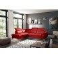 - Canapé d'angle convertible en cuir italien de luxe 5 places MILOS, avec coffre, rouge foncé, angle gauche (vu de face) - Canapé d'angle convertible en cuir italien de luxe 5 places MILOS, avec coffre, rouge foncé, angle gauche (vu de face)