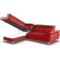 - Canapé d'angle convertible en cuir italien de luxe 5 places MILOS, avec coffre, rouge foncé, angle gauche (vu de face) - Canapé d'angle convertible en cuir italien de luxe 5 places MILOS, avec coffre, rouge foncé, angle gauche (vu de face)