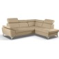 Canapé d'angle convertible en cuir italien de luxe 5 places MILOS, avec coffre, beige, angle droit Canapé d'angle convertible en cuir italien de luxe 5 places MILOS, avec coffre, beige, angle droit