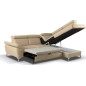 Canapé d'angle convertible en cuir italien de luxe 5 places MILOS, avec coffre, beige, angle droit Canapé d'angle convertible en cuir italien de luxe 5 places MILOS, avec coffre, beige, angle droit