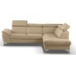 Canapé d'angle convertible en cuir italien de luxe 5 places MILOS, avec coffre, beige, angle droit Canapé d'angle convertible en cuir italien de luxe 5 places MILOS, avec coffre, beige, angle droit