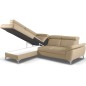 - Canapé d'angle convertible en cuir italien de luxe 5 places MILOS, avec coffre, beige, angle gauche (vu de face)