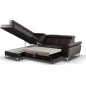 Canapé d'angle convertible en cuir italien de luxe 5 places MILOS, avec coffre, chocolat, angle gauche (vu de face)
