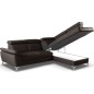 Canapé d'angle convertible en cuir italien de luxe 5 places MILOS, avec coffre, chocolat, angle droit Canapé d'angle convertible en cuir italien de luxe 5 places MILOS, avec coffre, chocolat, angle droit