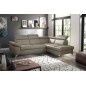 Canapé d'angle convertible en cuir italien de luxe 5 places MILOS, avec coffre, taupe, angle droit (vu de face) Canapé d'angle convertible en cuir italien de luxe 5 places MILOS, avec coffre, taupe, angle droit (vu de face)