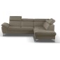 Canapé d'angle convertible en cuir italien de luxe 5 places MILOS, avec coffre, taupe, angle droit (vu de face) Canapé d'angle convertible en cuir italien de luxe 5 places MILOS, avec coffre, taupe, angle droit (vu de face)