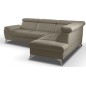 Canapé d'angle convertible en cuir italien de luxe 5 places MILOS, avec coffre, taupe, angle droit (vu de face) Canapé d'angle convertible en cuir italien de luxe 5 places MILOS, avec coffre, taupe, angle droit (vu de face)
