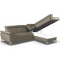 Canapé d'angle convertible en cuir italien de luxe 5 places MILOS, avec coffre, taupe, angle droit (vu de face) Canapé d'angle convertible en cuir italien de luxe 5 places MILOS, avec coffre, taupe, angle droit (vu de face)