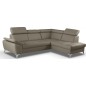 Canapé d'angle convertible en cuir italien de luxe 5 places MILOS, avec coffre, taupe, angle droit (vu de face) Canapé d'angle convertible en cuir italien de luxe 5 places MILOS, avec coffre, taupe, angle droit (vu de face)