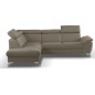 Canapé d'angle convertible en cuir italien de luxe 5 places MILOS, avec coffre, taupe, angle gauche (vu de face) Canapé d'angle convertible en cuir italien de luxe 5 places MILOS, avec coffre, taupe, angle gauche (vu de face)