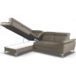 Canapé d'angle convertible en cuir italien de luxe 5 places MILOS, avec coffre, taupe, angle gauche (vu de face) Canapé d'angle convertible en cuir italien de luxe 5 places MILOS, avec coffre, taupe, angle gauche (vu de face)