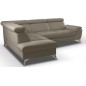 Canapé d'angle convertible en cuir italien de luxe 5 places MILOS, avec coffre, taupe, angle gauche (vu de face) Canapé d'angle convertible en cuir italien de luxe 5 places MILOS, avec coffre, taupe, angle gauche (vu de face)