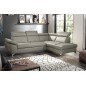 Canapé d'angle convertible en cuir italien de luxe 5 places MILOS, avec coffre, gris clair, angle droit Canapé d'angle convertible en cuir italien de luxe 5 places MILOS, avec coffre, gris clair, angle droit