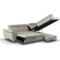 Canapé d'angle convertible en cuir italien de luxe 5 places MILOS, avec coffre, gris clair, angle droit Canapé d'angle convertible en cuir italien de luxe 5 places MILOS, avec coffre, gris clair, angle droit