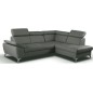 Canapé d'angle convertible en cuir italien de luxe 5 places MILOS, avec coffre, Gris foncé, angle droit
