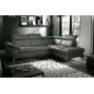 Canapé d'angle convertible en cuir italien de luxe 5 places MILOS, avec coffre, Gris foncé, angle droit