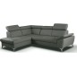 Canapé d'angle convertible en cuir italien de luxe 5 places MILOS, avec coffre, gris foncé, angle gauche (vu de face) Canapé d'angle convertible en cuir italien de luxe 5 places MILOS, avec coffre, gris foncé, angle gauche (vu de face)