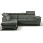 Canapé d'angle convertible en cuir italien de luxe 5 places MILOS, avec coffre, gris foncé, angle gauche (vu de face) Canapé d'angle convertible en cuir italien de luxe 5 places MILOS, avec coffre, gris foncé, angle gauche (vu de face)