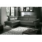 Canapé d'angle convertible en cuir italien de luxe 5 places MILOS, avec coffre, gris foncé, angle gauche (vu de face) Canapé d'angle convertible en cuir italien de luxe 5 places MILOS, avec coffre, gris foncé, angle gauche (vu de face)
