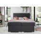 Ensemble boxspring complet tête de lit + sommiers + matelas + surmatelas ALVEN - tissu luxe gris foncé - 180x200 cm Ensemble boxspring complet tête de lit + sommiers + matelas + surmatelas ALVEN - tissu luxe gris foncé - 180x200 cm