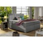 Ensemble boxspring complet tête de lit + sommiers + matelas + surmatelas ALVEN - tissu luxe gris - 160x200 cm Ensemble boxspring complet tête de lit + sommiers + matelas + surmatelas ALVEN - tissu luxe gris - 160x200 cm