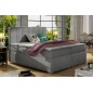Ensemble boxspring complet tête de lit + sommiers + matelas + surmatelas ALVEN - tissu luxe gris 180x200 cm Ensemble boxspring complet tête de lit + sommiers + matelas + surmatelas ALVEN - tissu luxe gris 180x200 cm