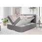 Ensemble boxspring complet tête de lit + sommiers + matelas + surmatelas ALVEN - tissu luxe gris 180x200 cm Ensemble boxspring complet tête de lit + sommiers + matelas + surmatelas ALVEN - tissu luxe gris 180x200 cm