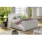 Ensemble boxspring complet tête de lit + sommiers + matelas + surmatelas ALVEN - simili cuir blanc cassé - 160x200 cm Ensemble boxspring complet tête de lit + sommiers + matelas + surmatelas ALVEN - simili cuir blanc cassé - 160x200 cm