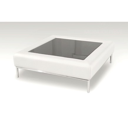 Table basse en cuir italien PALOMA, blanc
