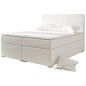 Ensemble boxspring complet tête de lit + sommiers + matelas + surmatelas ALVEN - simili cuir blanc cassé - 160x200 cm Ensemble boxspring complet tête de lit + sommiers + matelas + surmatelas ALVEN - simili cuir blanc cassé - 160x200 cm