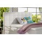 Ensemble boxspring complet tête de lit + sommiers + matelas + surmatelas ALVEN - simili cuir blanc cassé - 180x200 cm Ensemble boxspring complet tête de lit + sommiers + matelas + surmatelas ALVEN - simili cuir blanc cassé - 180x200 cm