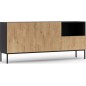 Très jolie commode de dimensions 180x40x80 cm, noir mat et chêne - Lancaster, Bois Très jolie commode de dimensions 180x40x80 cm, noir mat et chêne - Lancaster, Bois