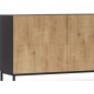 Très jolie commode de dimensions 180x40x80 cm, noir mat et chêne - Lancaster, Bois Très jolie commode de dimensions 180x40x80 cm, noir mat et chêne - Lancaster, Bois