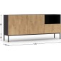 Très jolie commode de dimensions 180x40x80 cm, noir mat et chêne - Lancaster, Bois Très jolie commode de dimensions 180x40x80 cm, noir mat et chêne - Lancaster, Bois